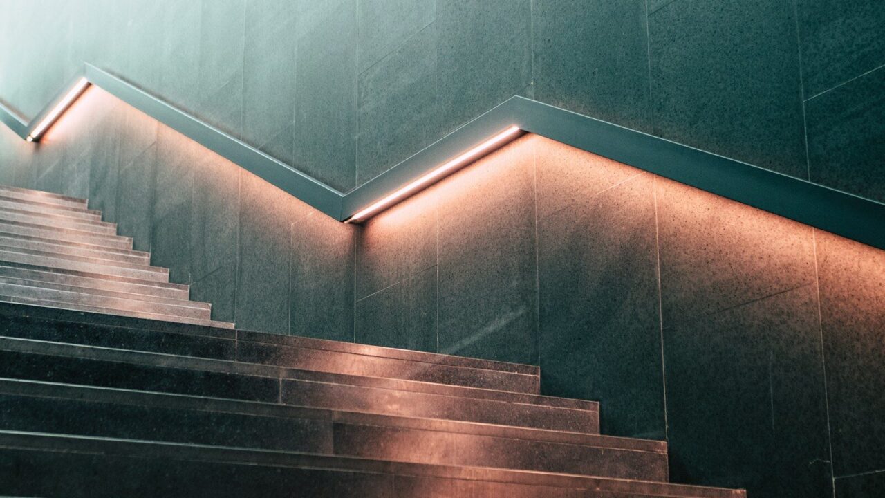 lighter staircase with railings